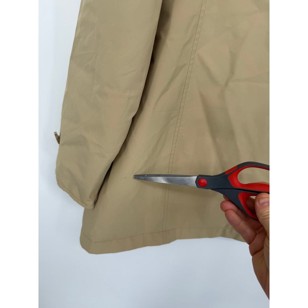 Vintage L.L. BEAN 1X Womens Khaki Mackintosh Jacket Flannel Lined Rain Coat Hood - Picture 12 of 16
